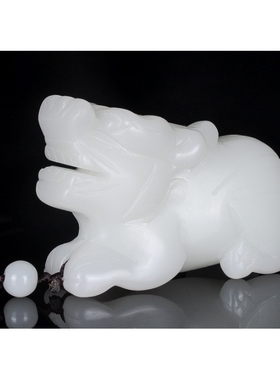 新疆和田玉羊脂玉貔貅手把件 正品羊脂白玉籽料招财把玩件老坑料