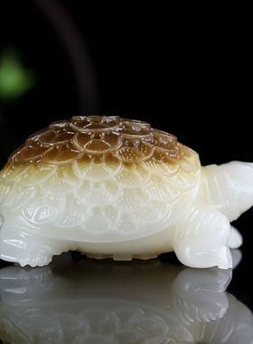 天然新疆和田玉籽料乌龟手把件长寿富贵玉龟把玩件小摆件精雕玉器