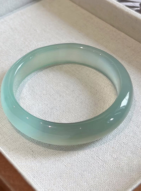 原创｜天然冰种玉髓油青手镯远山黛绿玉镯翡翠玛瑙镯子生日礼物