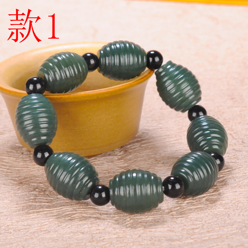 天然正品新疆和田玉青玉原石手链男款女士玉石手排手串带证书多款