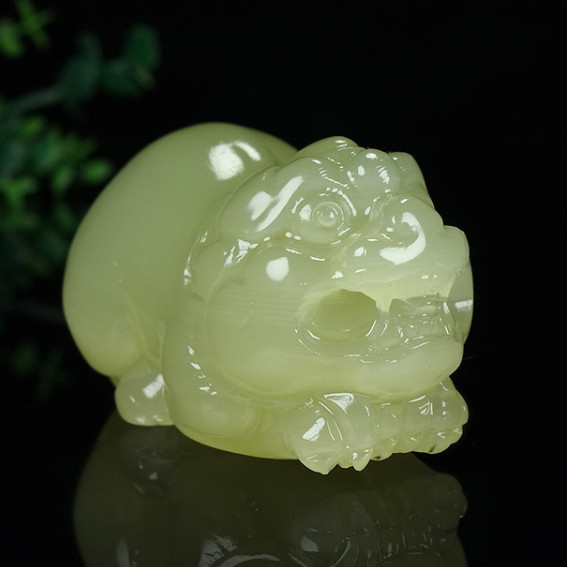 天然和田玉青白玉籽料貔貅手把件貔貅把玩件招财进宝貔貅挂件精雕