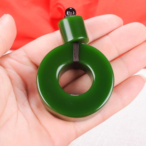 新疆和田碧玉平安扣手把件大号平安扣玉把件碧玉手玩件把件