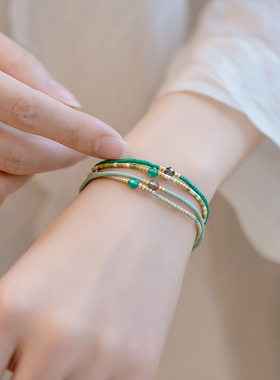 【秋冬特惠】小众设计天然绿玛瑙小珠串细小手链女闺蜜惊喜礼物