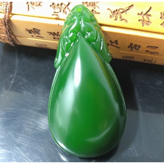 新疆和田玉碧玉水滴吊坠玉石挂件女款菠菜绿玉坠项链挂坠