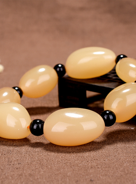 天然新疆和田玉黄玉籽料原石手链男款玉手串手排女士玉链玉器
