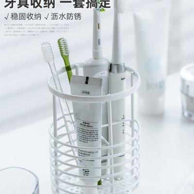 日本asvel牙刷置物架免打孔牙膏漱口杯子一家四口电动牙具收纳架