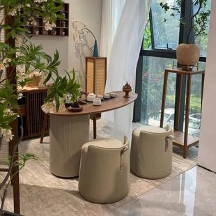 2024新款 新中式 黑胡桃木阳台茶桌椅组合家用极简小户型悬浮泡茶桌