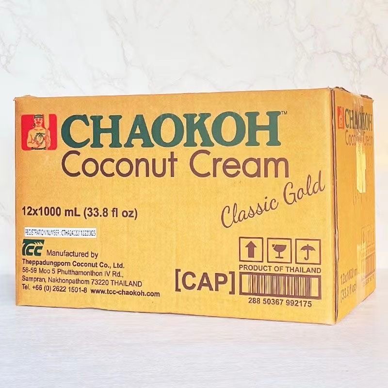 泰国进口浓缩金标俏果CHAOKOH巧果椰浆1L*12盒整箱高浓度椰奶椰汁