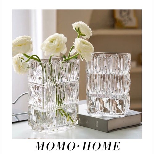 MOMO HOME家居小红书透明水晶玻璃花瓶ins风鲜花插花水养水培