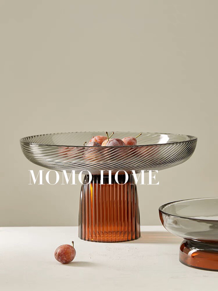 MOMO HOME家居小红书北欧丹麦彩色撞色玻璃客厅餐桌水果盘