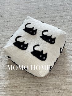 HOME家居小红书猫咪坐墩子懒人坐垫可拆洗矮凳白色 MOMO