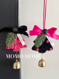 MOMO小香风圣诞车挂永生花环羊毛毡门挂花圣诞树圣诞节新年挂件