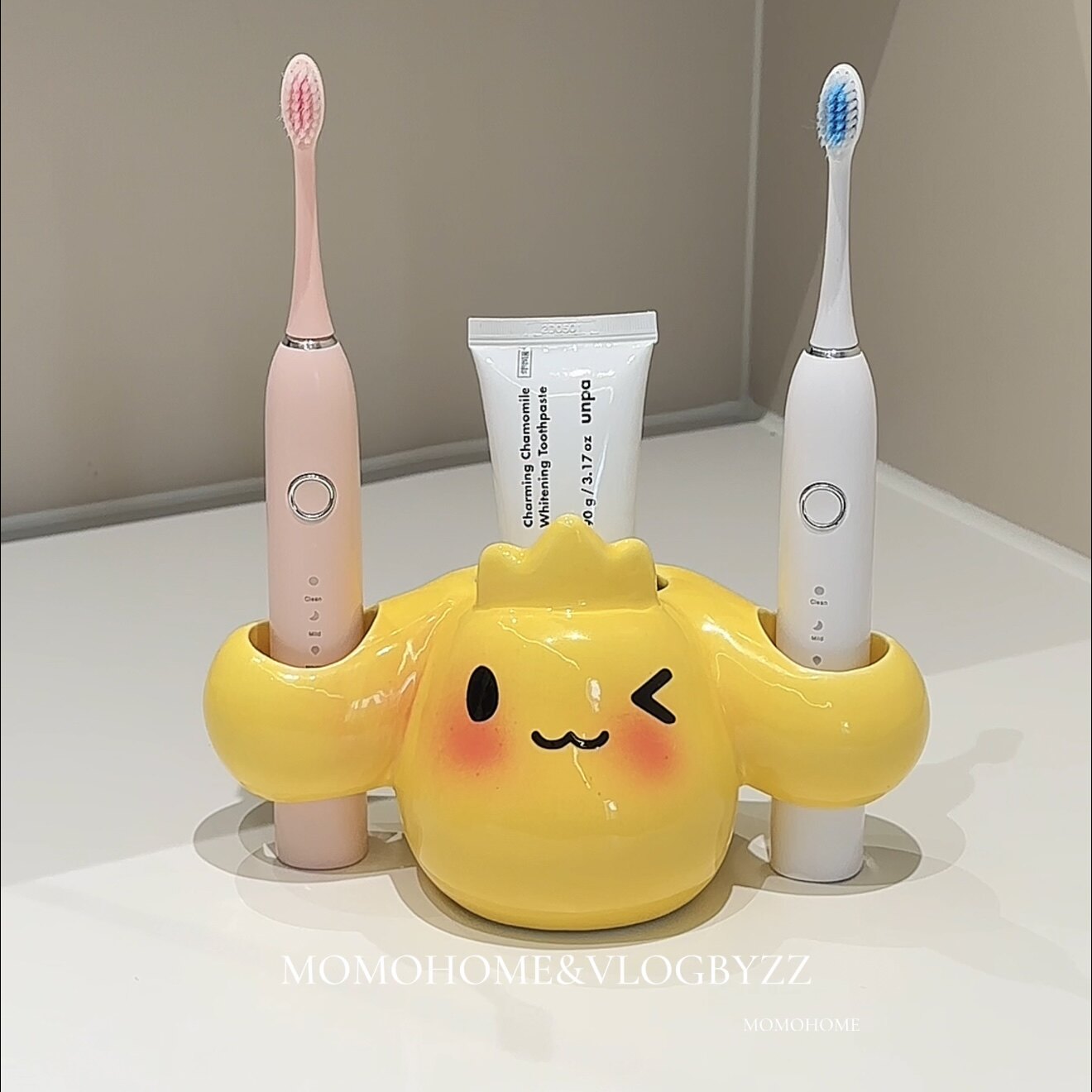 MOMO高颜值陶瓷电动牙刷架子置物架洗漱台牙刷牙膏化妆刷收纳