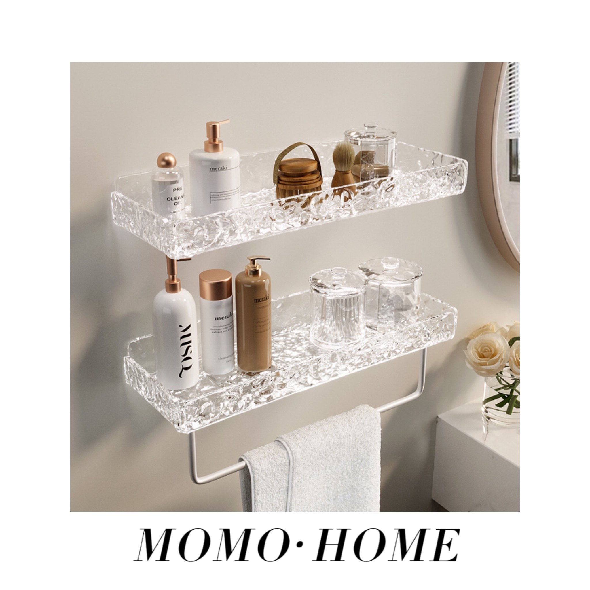 MOMO HOME家居轻奢亚克力浴室置物架镜前壁挂洗漱台置物架卫生间