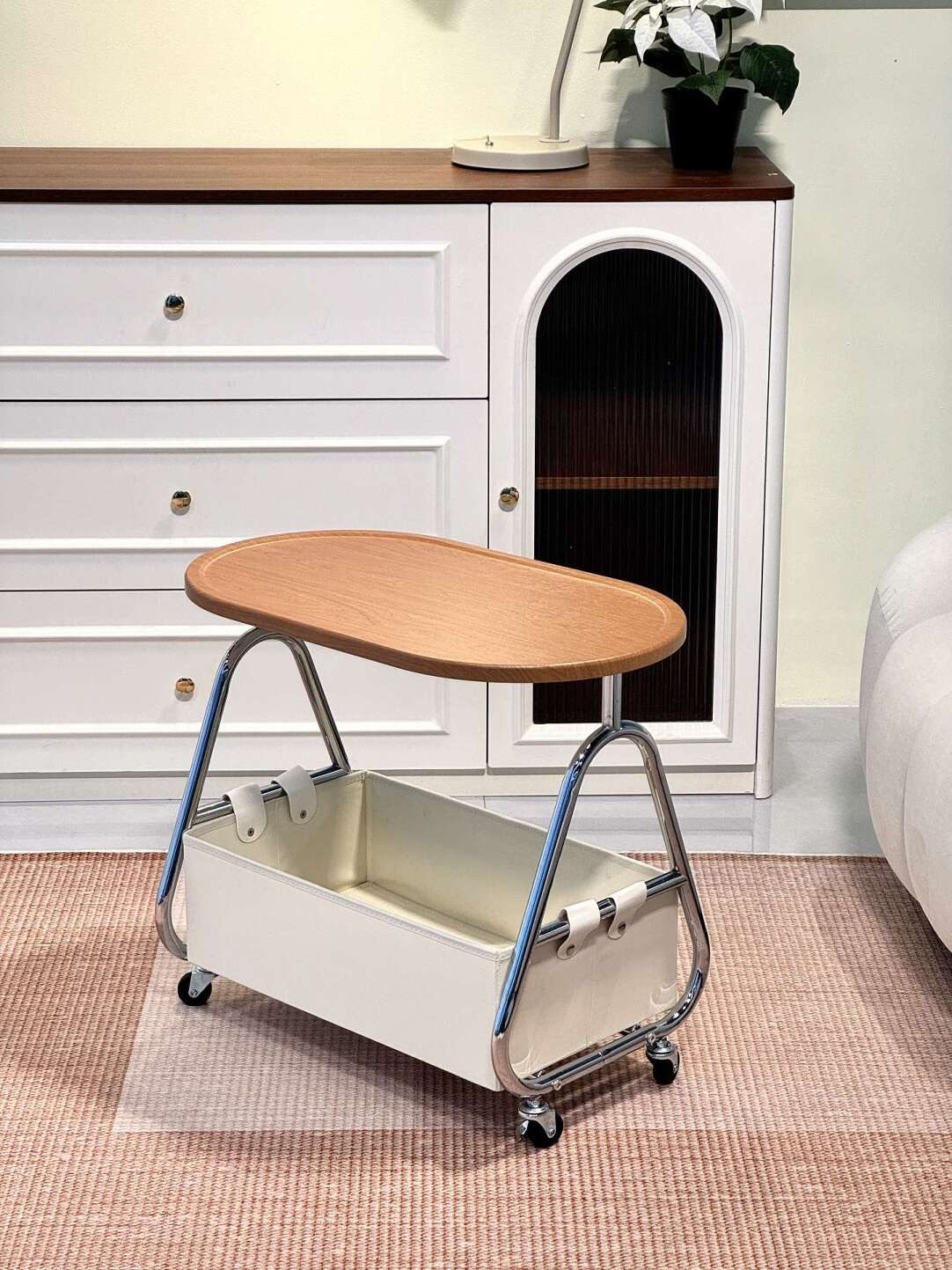 MOMO客厅可移动沙发边几茶几椭圆桌子奶油风推车简约床头XYZ,收纳整理,家用收纳手推车,淘宝优惠券,粉丝福利购,淘宝优惠卷