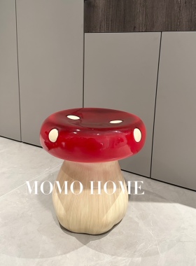 MOMO HOME家居原创设计小红书红蘑菇凳板凳换鞋凳茶几玻璃钢YW