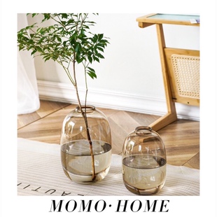 MOMO HOME家居简约马醉木花瓶大肚玻璃透明客厅插花摆件落地