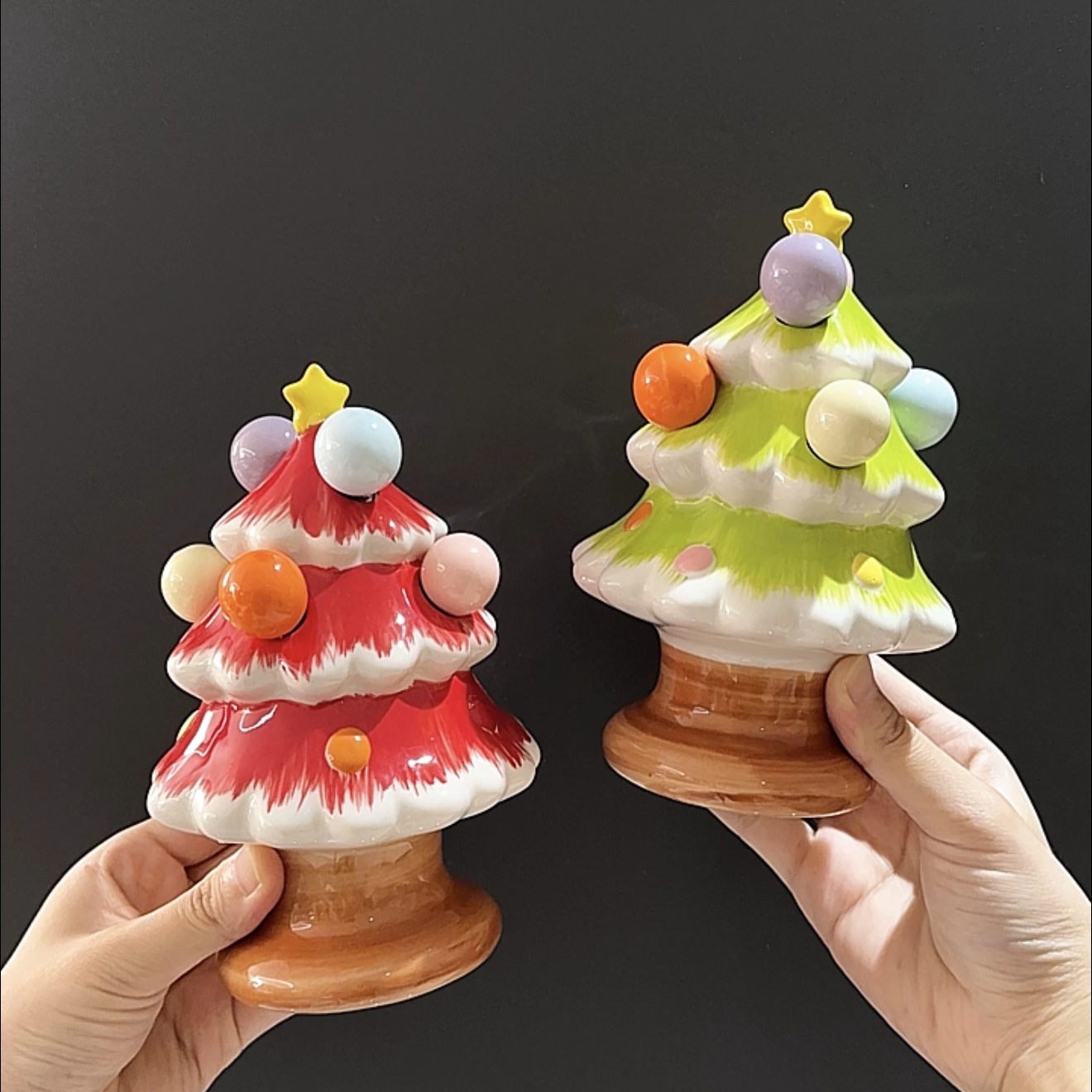 MOMO圣诞树陶瓷水果叉套装家用创意客厅茶几儿童水果签SW