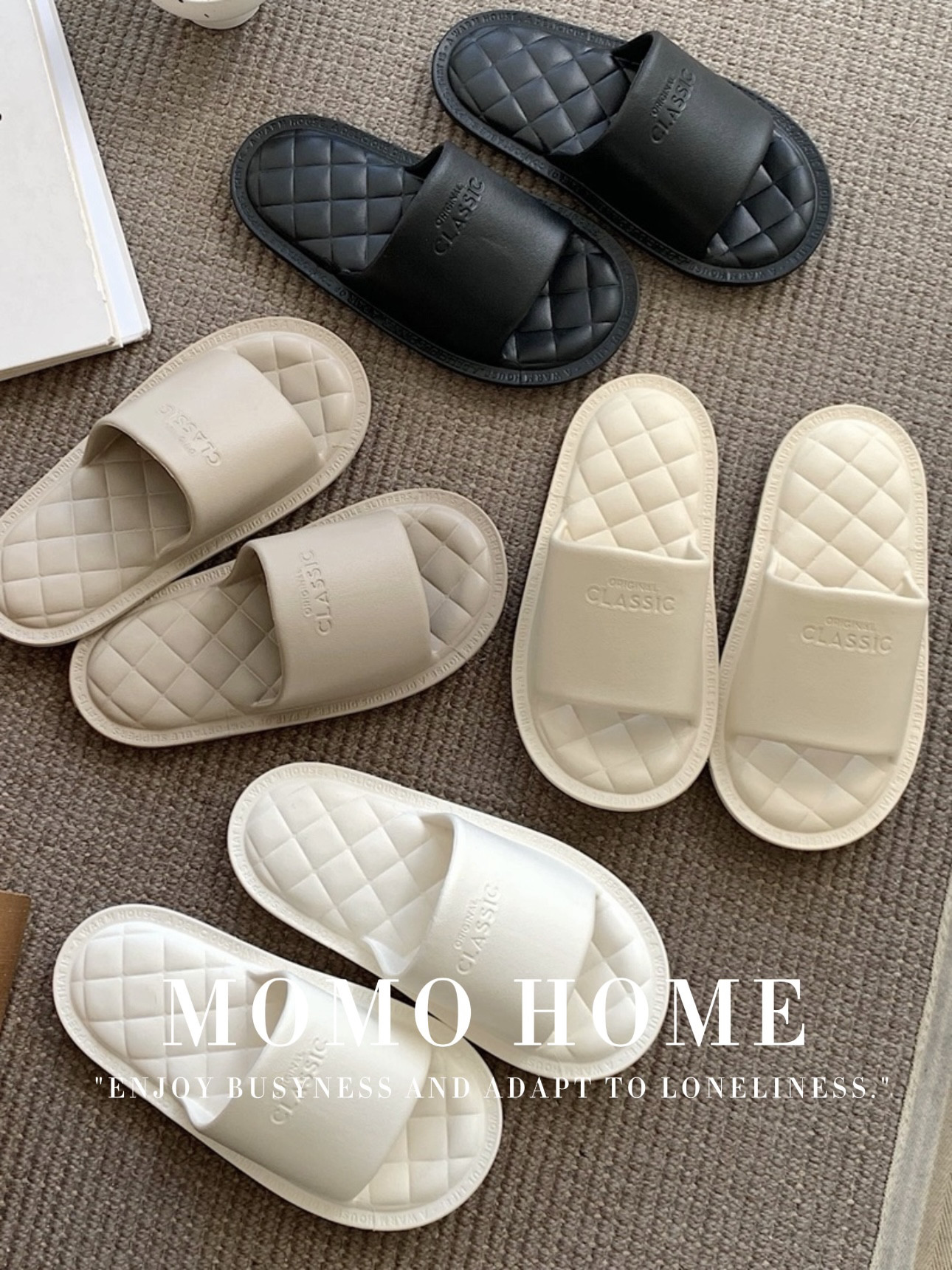 MOMO HOME家居夏季EVA韩版简约舒适菱格情侣居家拖鞋学生宿舍