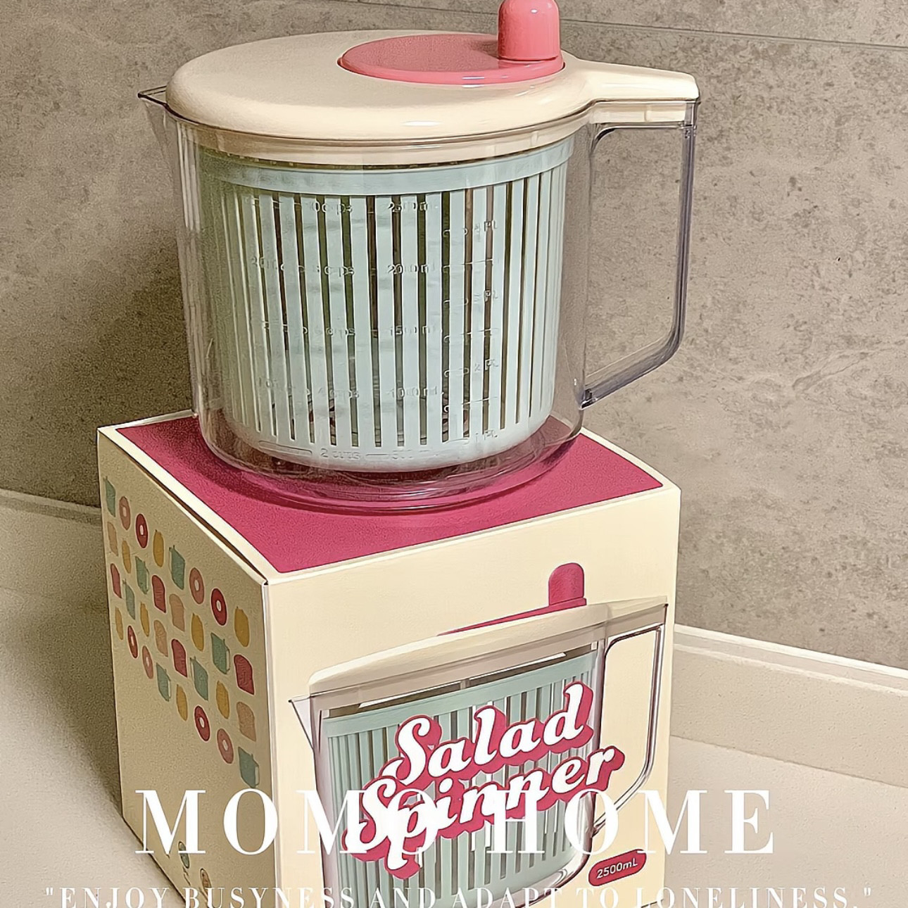 MOMO HOME家居高颜值带把手手动蔬菜脱水器厨房沙拉蔬菜甩干器