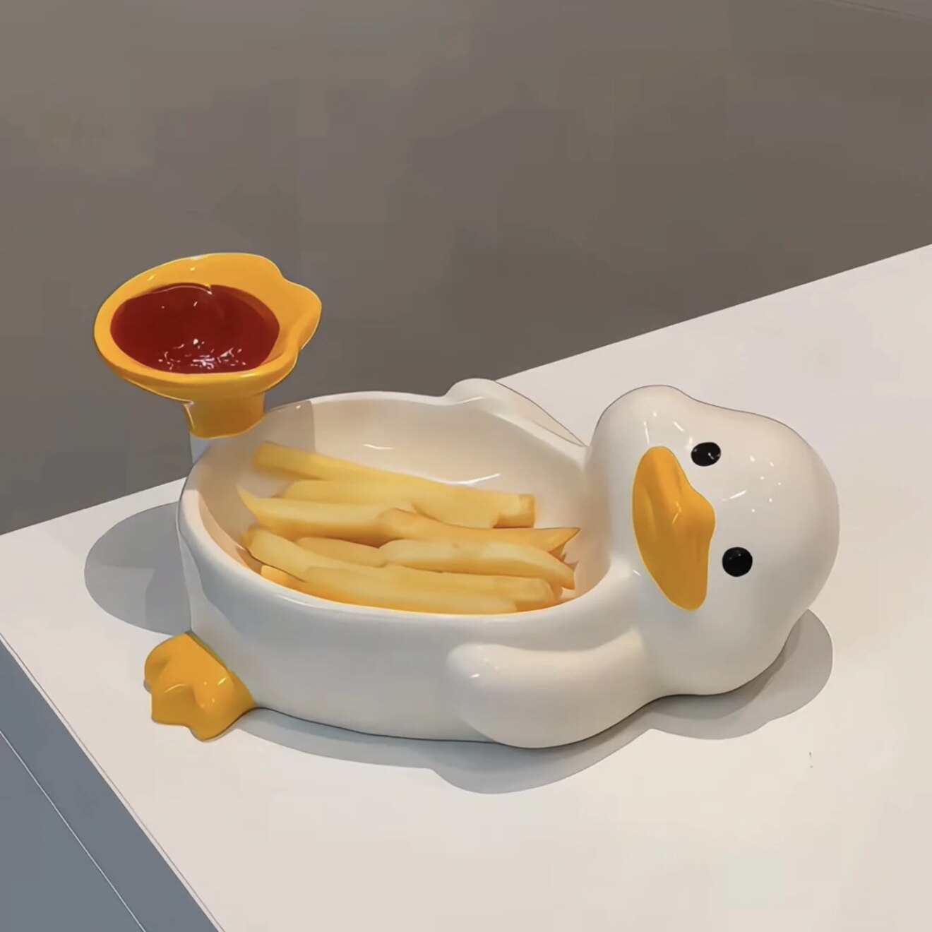 MOMO卡通可爱鸭子蘸料碟陶瓷蘸料碗味碟酱油碟薯条小吃碟创意