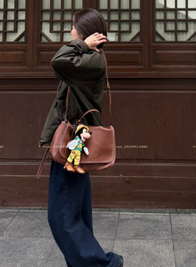 ARAN PLAMM-植鞣牛皮单肩包大容量男女同款斜挎包(配肩带)