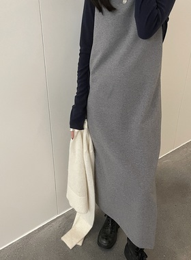 WELOVER韩系高级感纯色垂坠修身显瘦无袖外搭吊带裙连衣裙13745