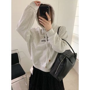 BLESSED MOMENT秋上新韩系简约通勤百搭字母印花连帽卫衣FWY1228