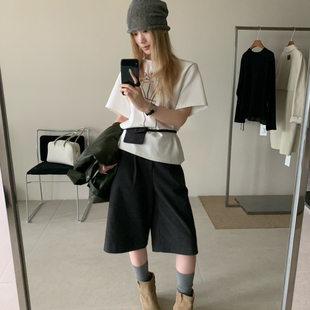 BLESSED MOMENT新氛围感搭配神器七分直筒休闲裤配腰包FK1073