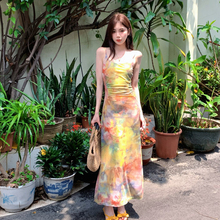 FEI MAO-香梵高的调色盘法式度假风油画夏收腰显瘦连衣裙