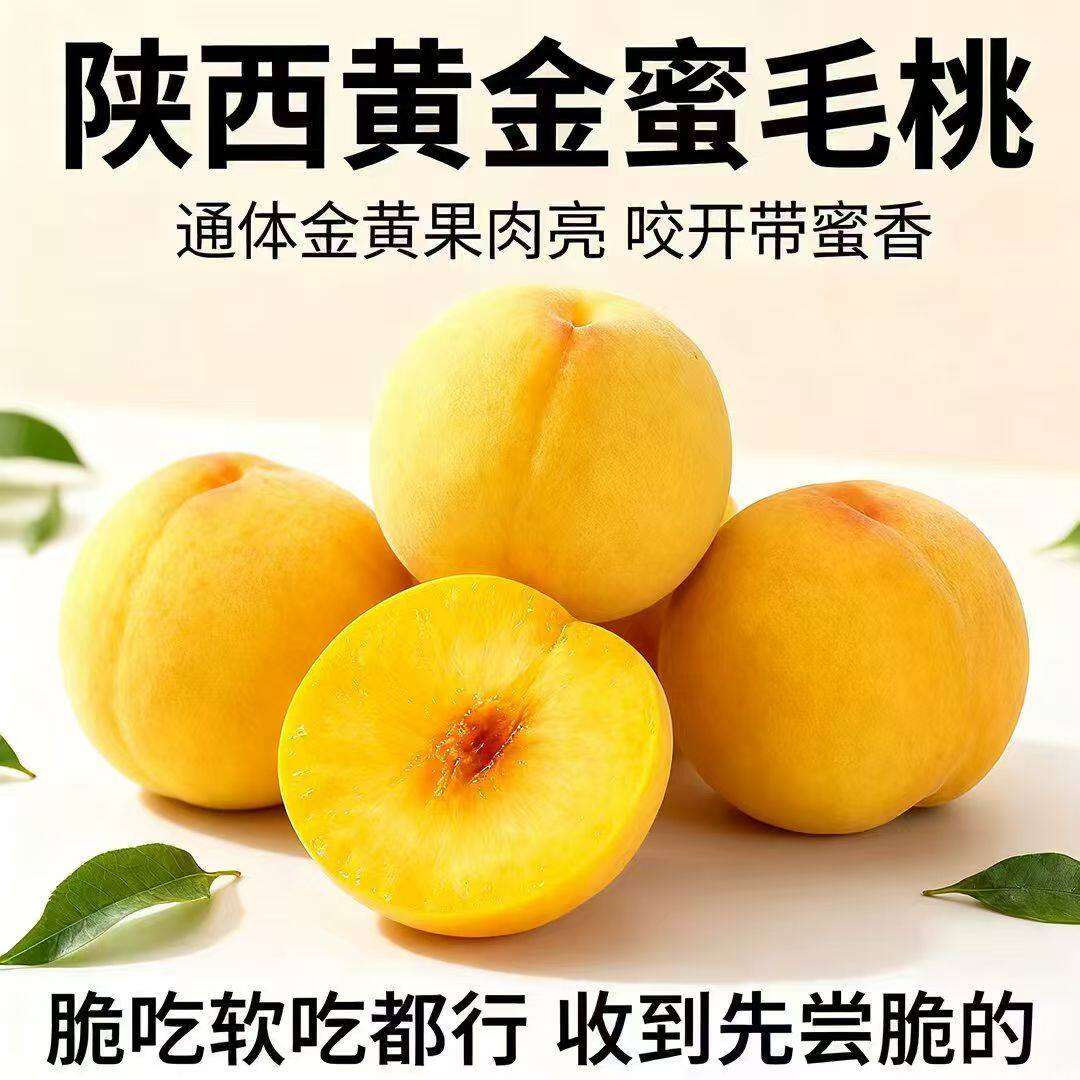 正宗陕西黄桃新鲜水果应季真甜黄毛黄金蜜红心黄桃5斤包邮
