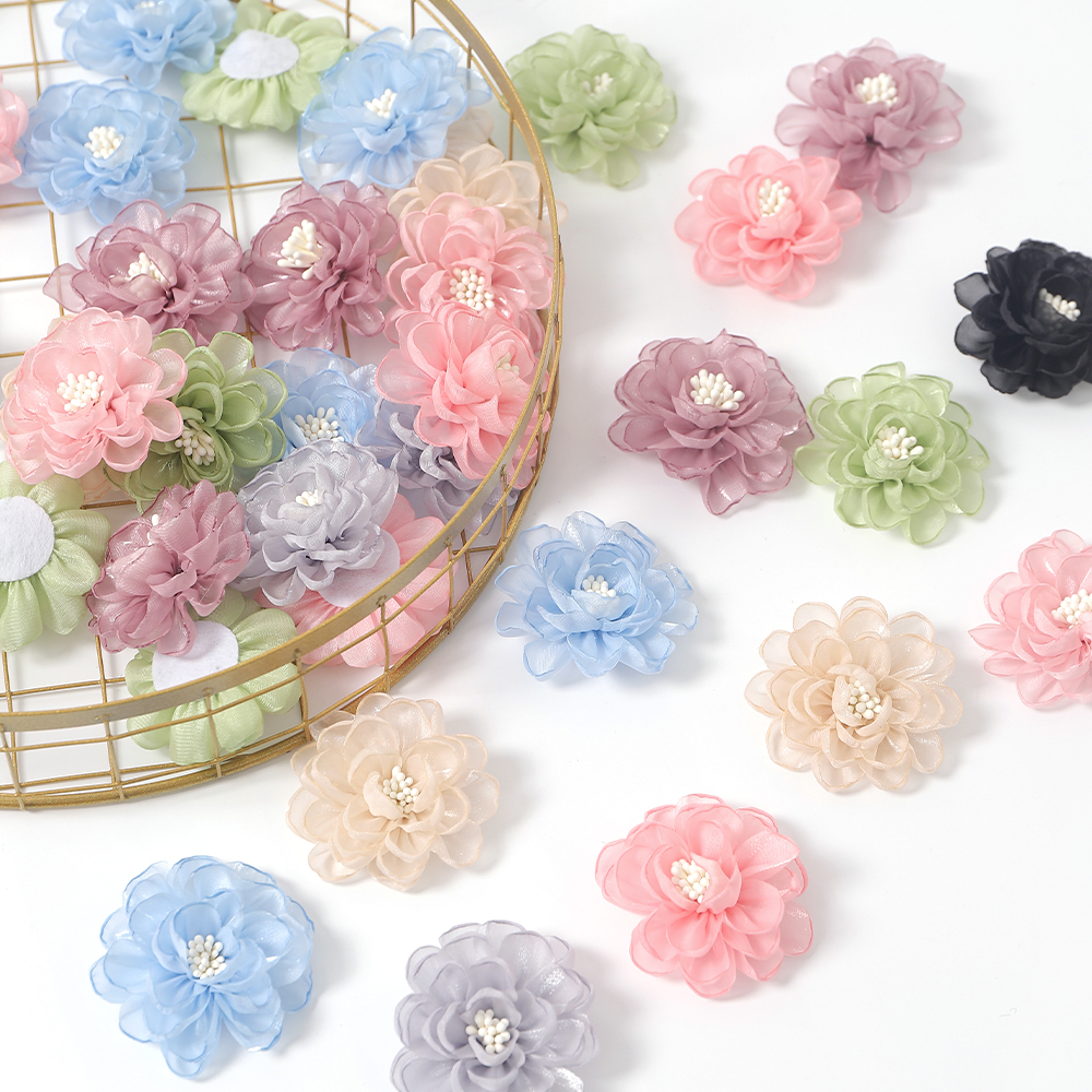 仿真百合纱花假花绢花发饰服饰花