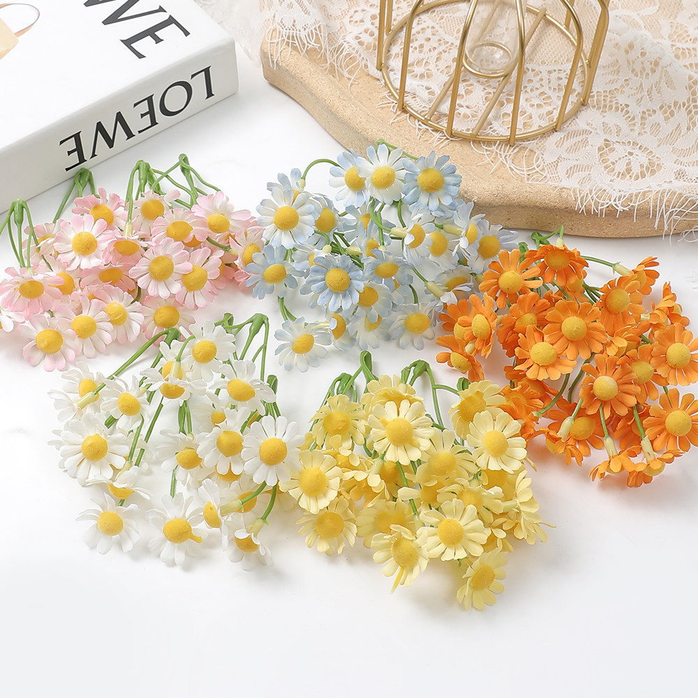 森林系清新仿真雏菊花朵 向日葵假花塑料花绢花  diy手工花环材料