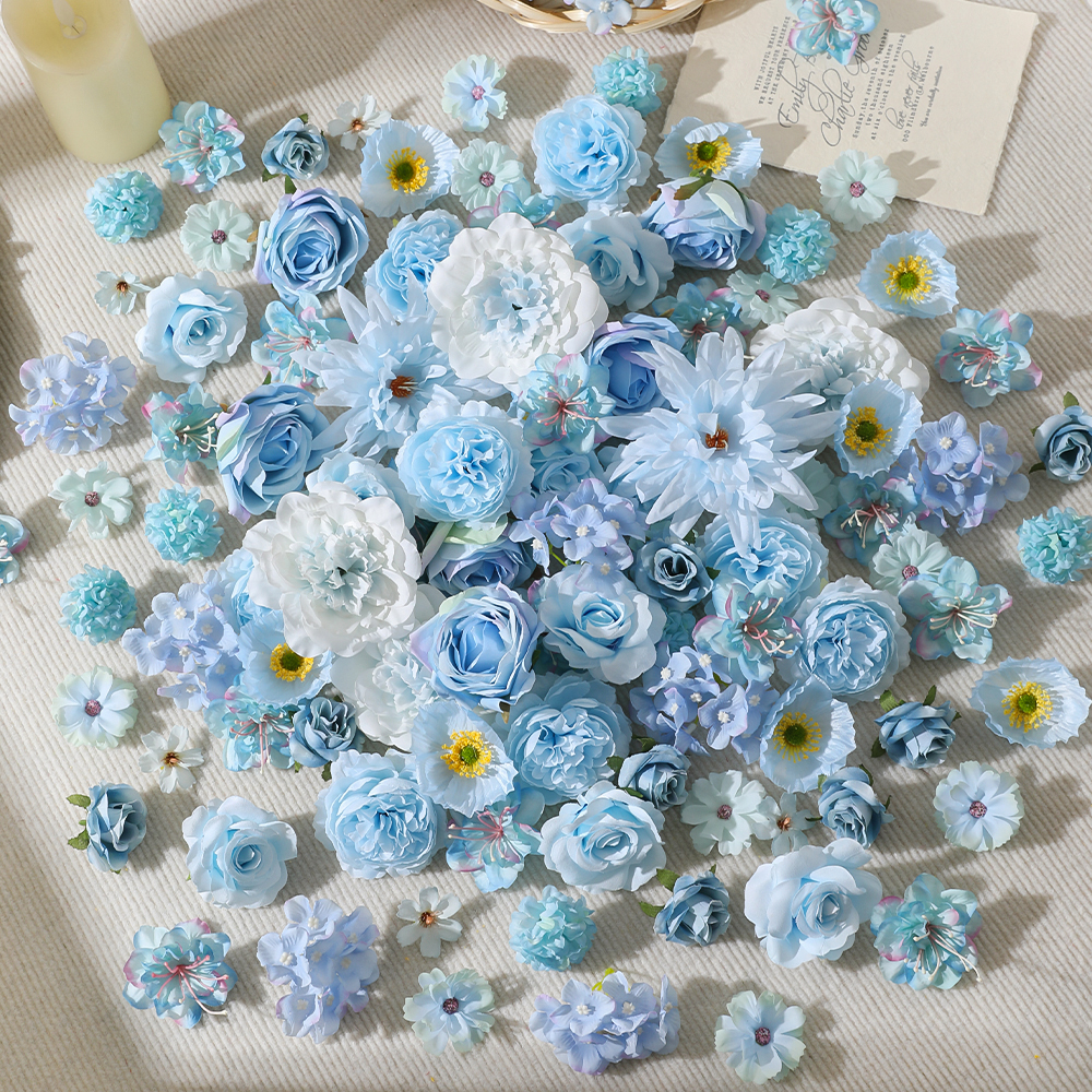 蓝色花朵仿真花头饰花环