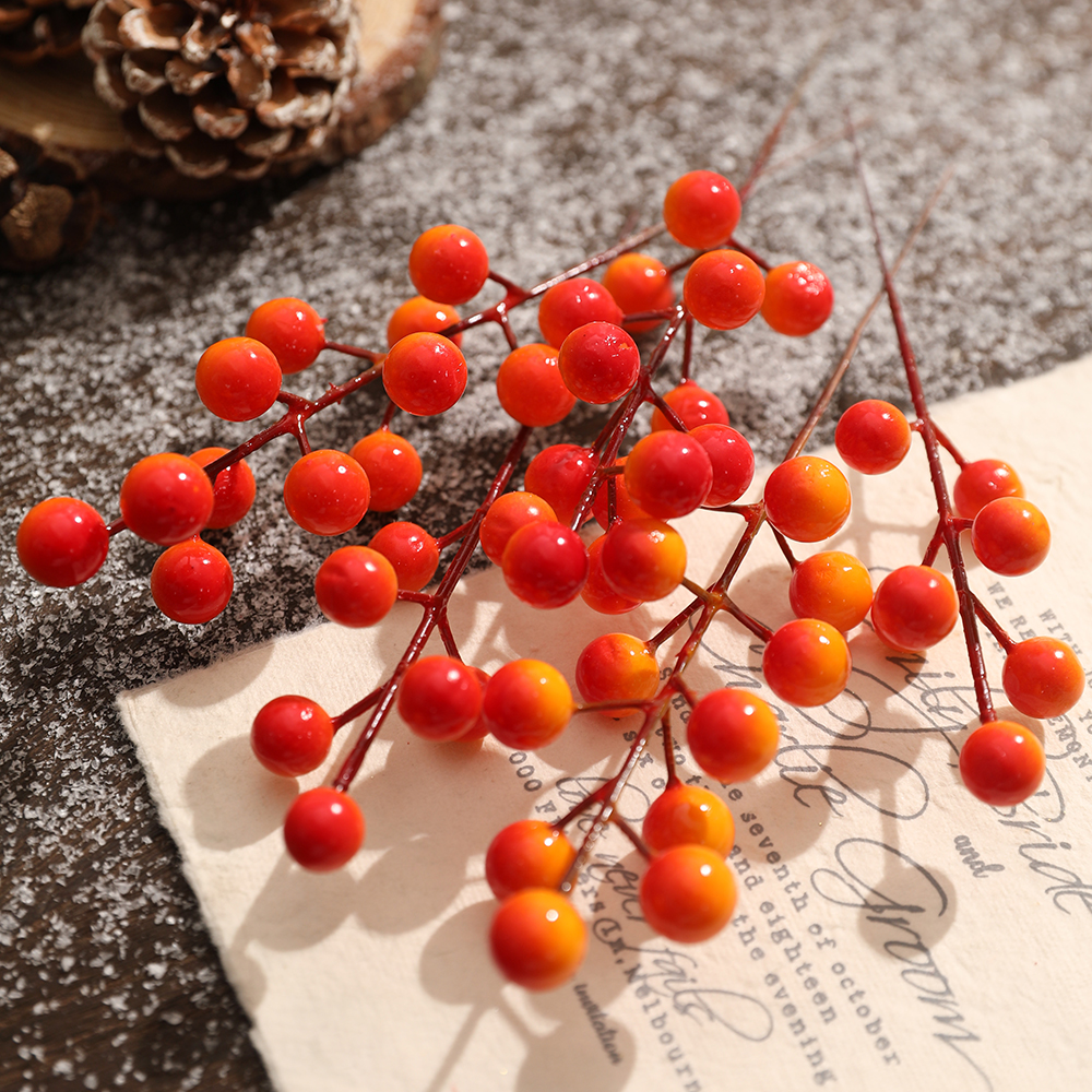 圣诞仿真红果浆果串假花diy装饰