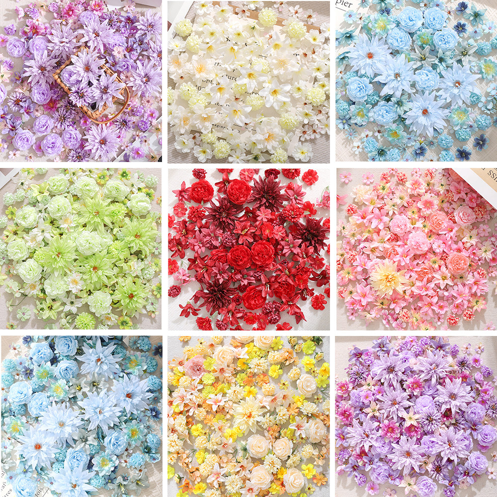 仿真花混搭花朵花艺材料包绢花假花diy手工团扇痛包谷美素材配件