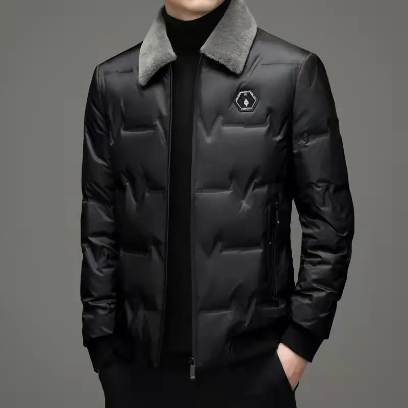天郎才子男装【羊毛领可拆卸羽绒服】休闲短款鸭绒保暖加厚外套