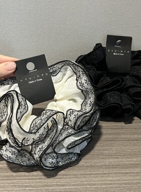 法式复古风蕾丝云朵大肠发圈重工双层绸缎宫廷风头绳简约优雅春季