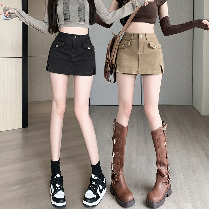 开叉牛仔短裤裙裤女夏季2