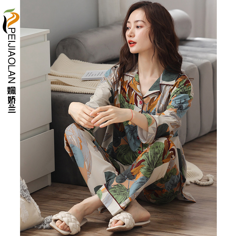 睡衣女春秋款纯棉长袖秋季2022年新款全棉薄款中年碎花休闲家居服