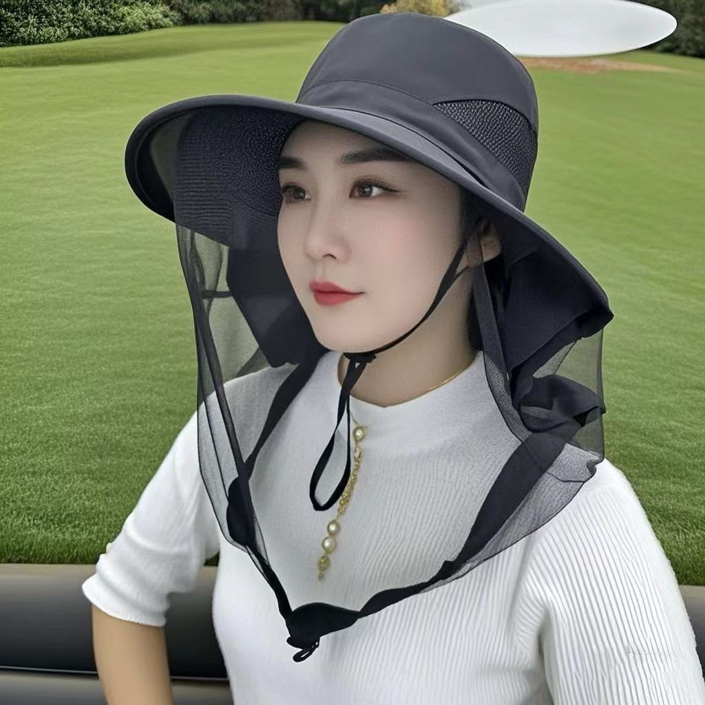 户外露营防蚊虫护头网防蚊面罩网纱头套蚊帐帽子野外钓鱼养蜂防护