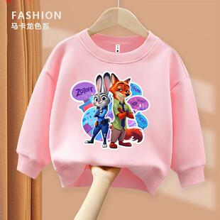 儿童秋冬加绒圆领卡通卫衣 疯狂动物城尼克朱迪 男孩女童儿童打底