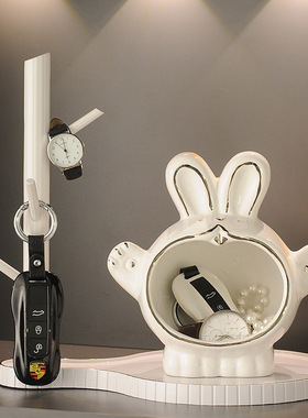 兔子钥匙收纳玄关摆件轻奢入户门鞋柜客厅家居桌面装饰品搬家