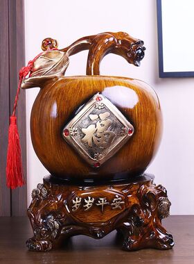 福禄平安苹果摆件中式招财客厅电视酒柜装饰品存钱罐乔迁新居礼品