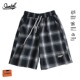 休闲男女宽松百搭潮情侣直筒夏季 SLAMBALL美式 黑白格子五分短裤
