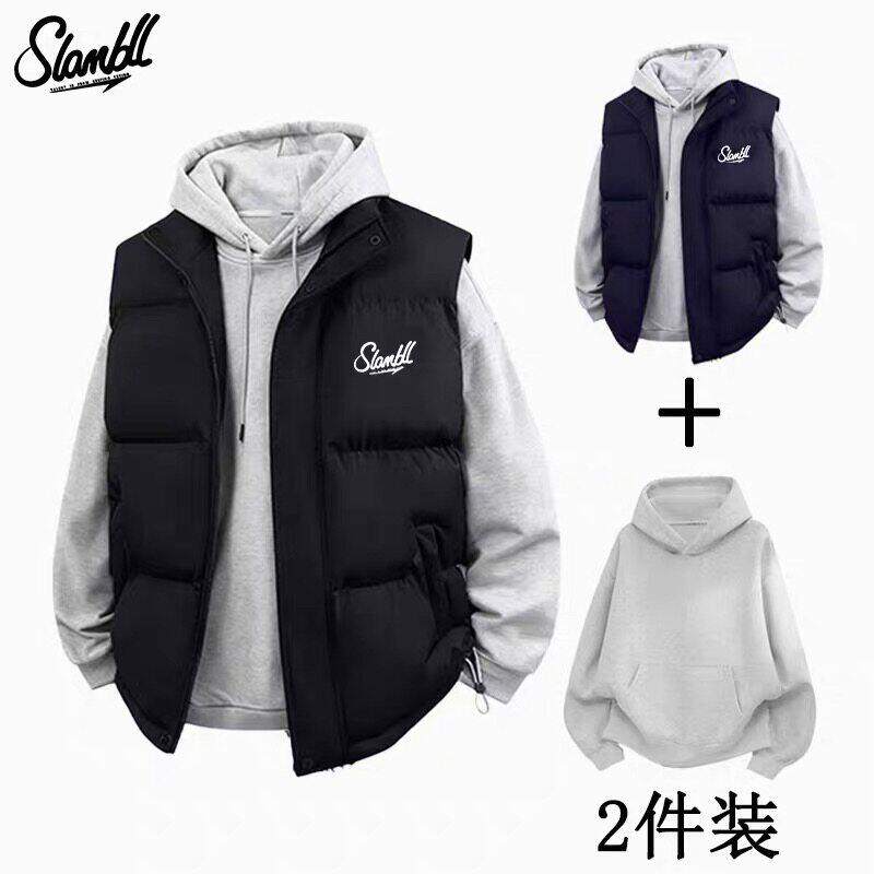 SLAMB美式藏青色棉服马甲
