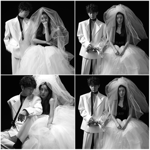 2025年婚纱影楼新样片室内纯韩黑白主题摄影唯美高定客片样照074