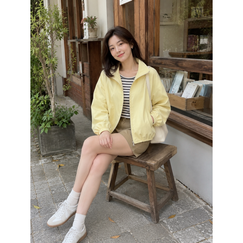 春秋韩系立领短外套女士显瘦宽松