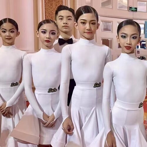 solo拉丁舞规定服演出表演服高级量身定制氨纶珠光哑光莱卡面料