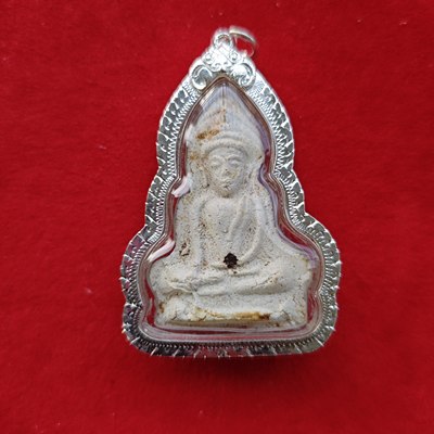 泰国佛牌 龙婆纳 2510 粉质帕甲兰f 古老经粉制作 银壳